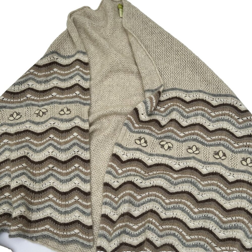 Vintage Sigrid Olsen Knit Crocheted Beige Floral Shawl Top Wool Rabbit Cashmere - Picture 4 of 6